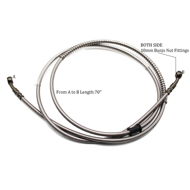 PRO BAT Braided Hydraulic Brake Hose Line Pipeline For Chinese GY6 Scooter ATV Dirt Bike Go Kart 10mm Banjo Ends (70''/175cm) - Image 2